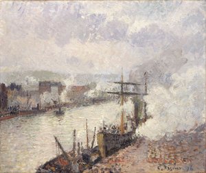 Steamboats in the Port of Rouen by Camille Jacob Pissarro