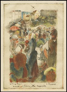 The Gisors Market, Rue Cappeville by Camille Jacob Pissarro