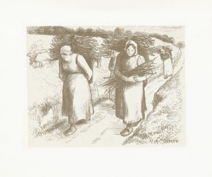 Women carrying bundles of branches by Camille Jacob Pissarro