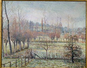 White Frost, Morning or Snow Effect in Eragny by Camille Jacob Pissarro