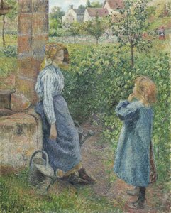 Woman and Child at the Well by Camille Jacob Pissarro