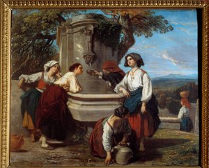Ossaloises at the fountain by Camille Joseph Etienne Roqueplan
