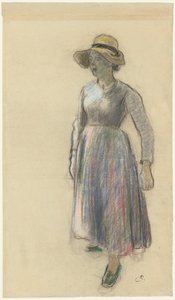 A Peasant Girl in a Straw Hat, c. 1892 by Camille Pissarro