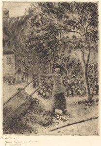 A Woman Emptying a Wheelbarrow by Camille Pissarro
