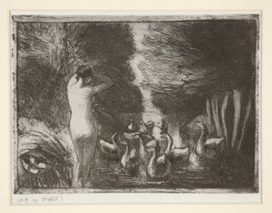 Bather with Geese by Camille Pissarro