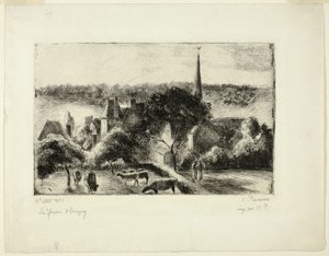 Church and Farm at Éragny by Camille Pissarro