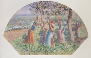 Design for a fan: The pea stakers, 1890 by Camille Pissarro