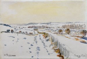 Eragny under Snow by Camille Pissarro