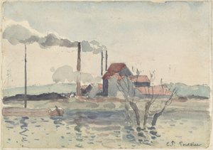 Factory on the Oise at Pontoise, 1873 by Camille Pissarro