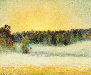 Misty Sunset at Eragny by Camille Jacob Pissarro