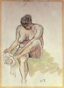 Naked Woman Wiping Left Foot