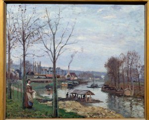 Port Marly, the washing-house by Camille Jacob Pissarro