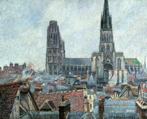 Roofs of Old Rouen: Grey Weather (Cathedral) by Camille Pissarro