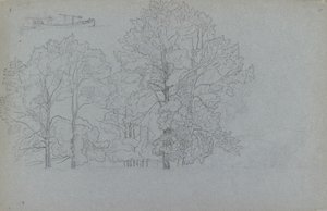 Study of trees, with a slight study of a barge, 1859