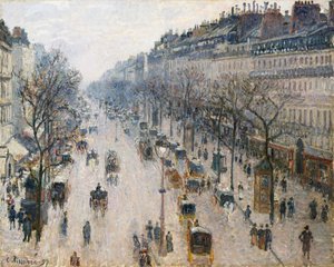 The Boulevard Montmartre on a Winter Morning by Camille Jacob Pissarro