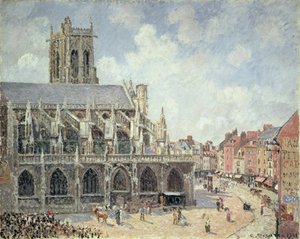 The Church of St Jacques in Dieppe, Morning Sun by Camille Jacob Pissarro