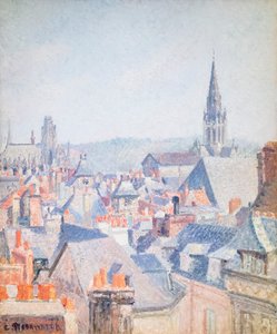 The Roofs of Old Rouen, Sunlight by Camille Pissarro