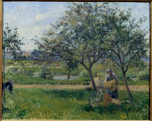 The Wheelbarrow, Orchard by Camille Jacob Pissarro