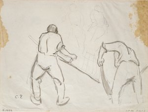 Three Studies of a Male Harvester, c1870s by Camille Pissarro