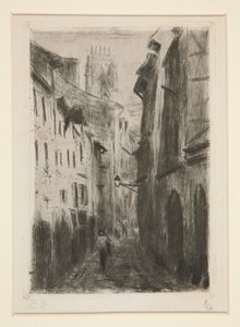 A Street in Rouen (Rue des Arpents) by Camille Pissarro