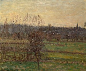 View of Bazincourt, Winter by Camille Pissarro
