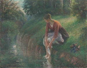 Woman Bathing Her Feet in a Brook, 1894-95 by Camille Pissarro