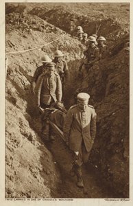 Captured Germans Carrying a Wounded Canadian Soldier on a Stretcher, World War I