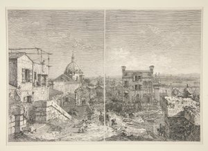 The House with the Inscription: MDCCXLI. A. C. [and] The House with the Peristyle and Six Columns, from the Series Vedute (Views) by Canaletto (Giovanni Antonio Canal)