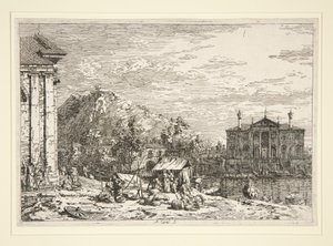 The Market at Dolo, from the series Vedute (Views) by Canaletto (Giovanni Antonio Canal)