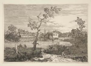 View of a Town on a River Bank, from the series Views by Canaletto (Giovanni Antonio Canal)