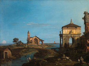 An Island in the Lagoon with a Gateway by Canaletto