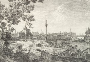 Imaginary View of Padua, with a campanile and domed church at left, a column surmounted