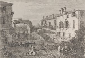 The Oval Basin of the Locks at Dolo, with a Barge Moored to the Quay by Canaletto