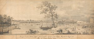 Old Walton Bridge seen from the Middlesex Shore by Canaletto
