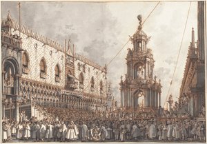 The "Giovedì Grasso" Festival before the Ducal Palace in Venice by Canaletto
