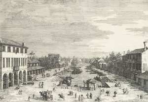 View of Mestre, an Inn at Left and Other Various Buildings Lining the Canal, 1735-46 by Canaletto