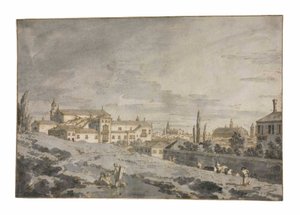 View of Padua from outside the city walls with the Church of San Francesco by Giovanni Antonio Canal