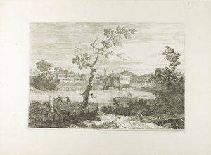 View of a Town on a River Bank, from Vedute by Canaletto