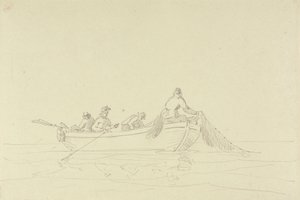 Sketch of Fishermen in a Boat by Capt. Thomas Hastings