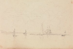 Sketch of Sailing Boats in a Harbor by Capt. Thomas Hastings
