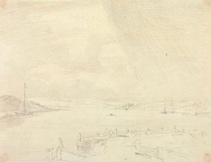 Sketch of a Seaside Landscape with Pier in Foreground, Isle of Wight by Capt. Thomas Hastings