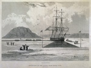 Departure of the boats from Hecla Cove, June 21, 1827, from Journal of a Third Voyage for the Discovery of a North West Passage from the Atlantic to the Pacific performed in the Years 1824-25 in H.M.s