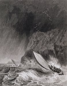 The boats off Walden Island in a snow storm, August 12th 1827, from Journal of a Third Voyage for the Discovery of a North West Passage from the Atlantic to the Pacific performed in the Years 1824-25 by Captain George Francis Lyon