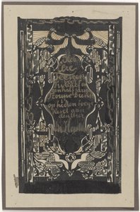Design for a certificate on the occasion of twelve and a half years of loyal service at the Glue and Gelatin Factory by Carel Adolph Lion Cachet