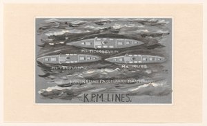 Design for Vignette of the Royal Packet Navigation Company, K.P.M. Lines by Carel Adolph Lion Cachet