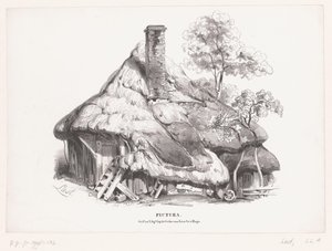 Farm with Thatched Roof by Carel Christiaan Antony Last