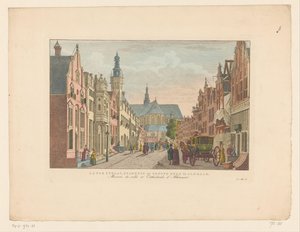 View of Langestraat, the Town Hall, and the Great Church in Alkmaar by Carel Frederik Bendorp (I)