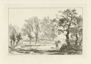River Landscape with a Wood Gatherer by Carel Lodewijk Hansen