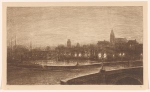 Bridge in Rotterdam at Night by Carel Nicolaas Storm van 