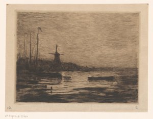 View of Zwijndrecht at Night by Carel Nicolaas Storm van 